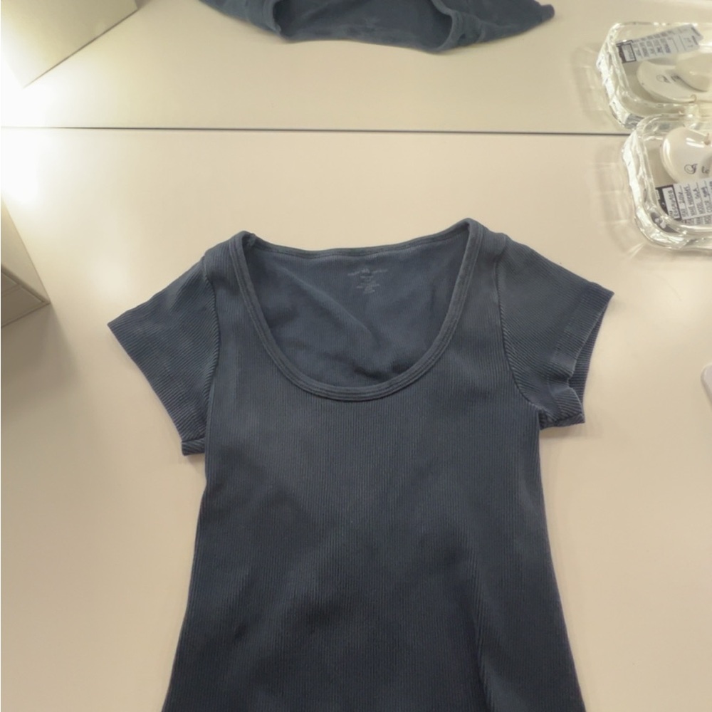 Navy blue Brandy Melville ribbed T-shirt